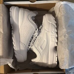 Fila All-White Athletic Sneakers